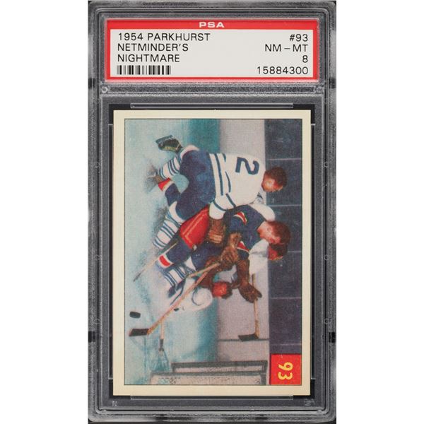 1954-55 Parkhurst #93 Netminder's Nightmare (PSA 8)