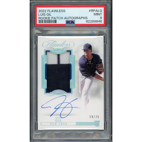 2022 Flawless - Luis Gil Rookie Patch Autographs - PSA 9