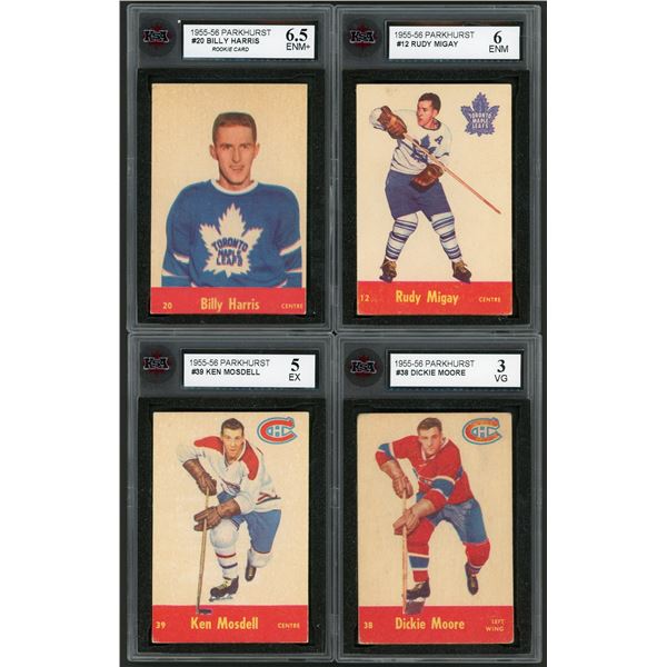 Lot of 4 x 1955-56 Parkhurst Hockey Cards (KSA)