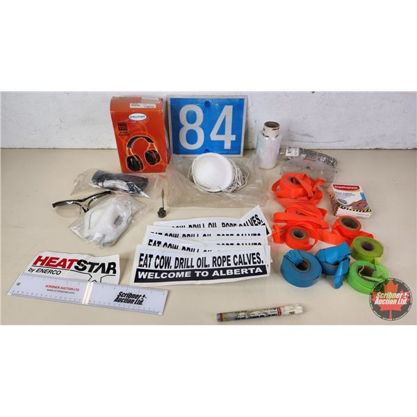 Grouping - Safety Items : Earmuffs, Masks, Safety Glasses, Fluorescent Ribbon, Stickers, etc! (SEE P