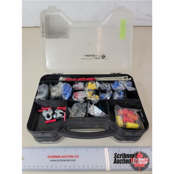 Two Sided Carrier Organizer w/Contents including Wire, Strippers, Tester, Connectors, Marrettes, Zip