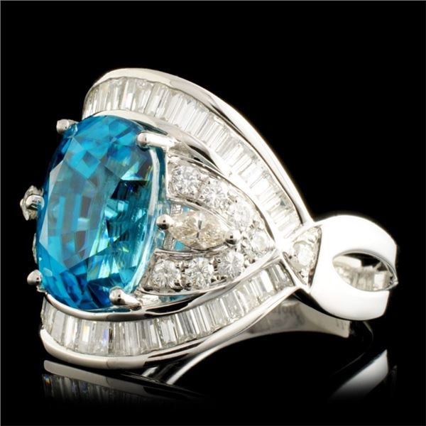 11.99ct Zircon & 1.81ctw Diamond Ring in 18K Gold