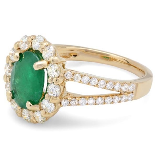 1.50ct Emerald & 1.00ct Diamond Ring in 14K Gold