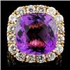 Image 2 : 12ct Amethyst & 4.89ctw Diamond Ring in 18K Gold