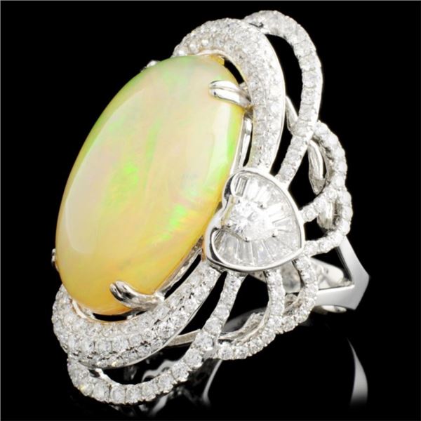 18K Gold Opal & Diam Ring, 14.30ct & 3.02ctw