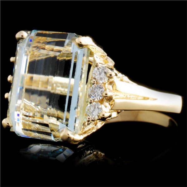 Aquamarine & Diam Ring 14K Gold (6.04ct/0.17ct)