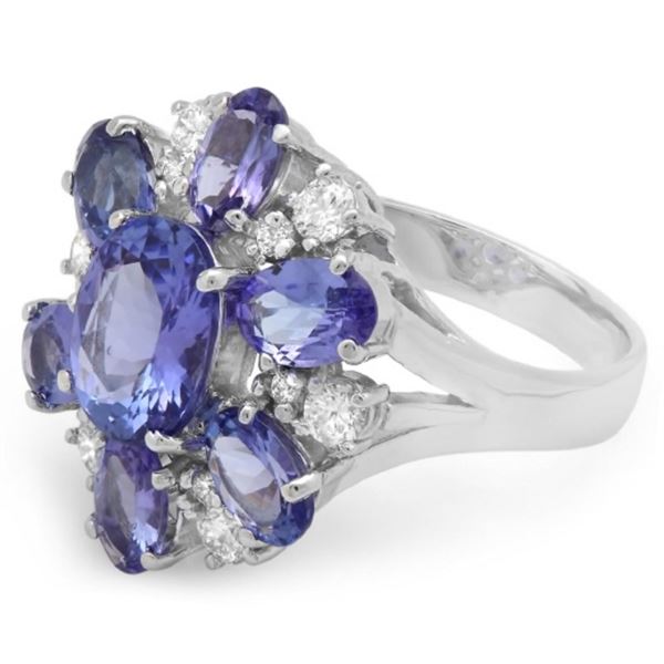 5.00ct Tanzanite & 0.50ct Diam Ring in 14K Gold