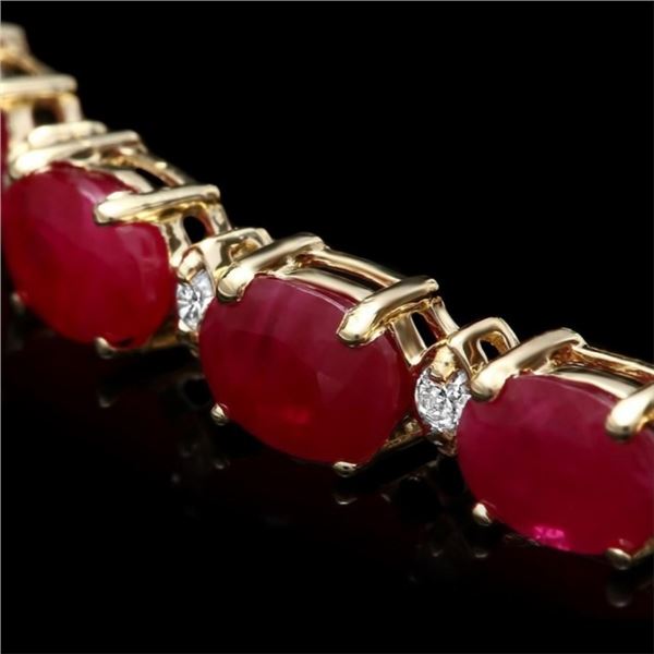 12ct Ruby & 0.50ct Diamond Bracelet in 14k Gold