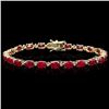 Image 3 : 12ct Ruby & 0.50ct Diamond Bracelet in 14k Gold