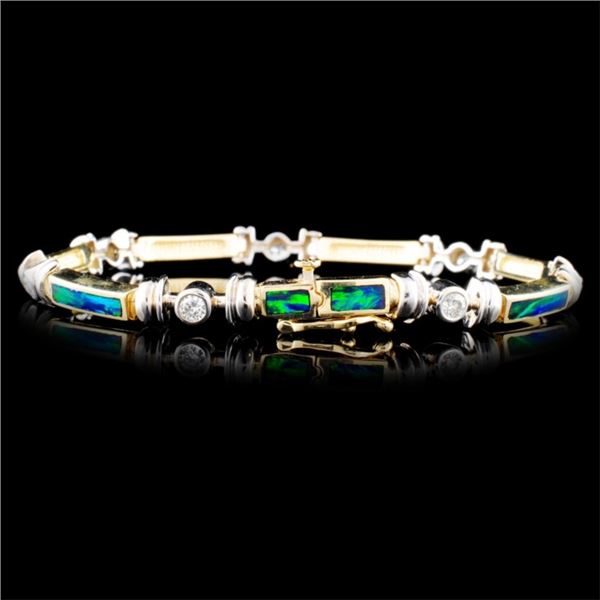 Enamel Diamond Bracelet in 14K Gold