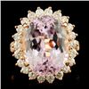 Image 2 : 16.46ct Kunzite & 1.54ctw Diam Ring 14K Gold