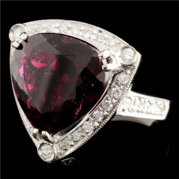 14K Gold Ring 7.68ct Tourmaline & 0.39ctw Diam