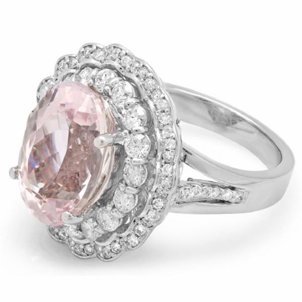 7.50ct Morganite & 1.25ct Diamond Ring 14K Gold