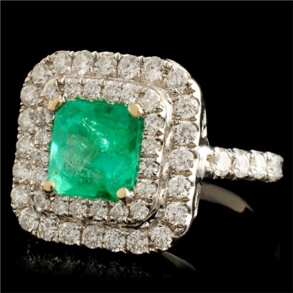 18K Gold Ring 1.63ct Emerald & 0.98ctw Diam