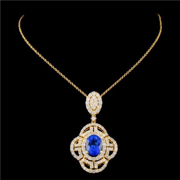 18K Gold Pendant 2.48ct Tanzanite & 1.82ctw Diam
