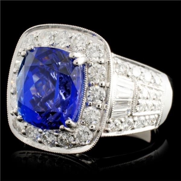 18K Gold Ring: 6.94ct Tanzanite & 2.00ctw Diamonds