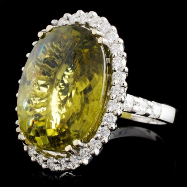 18K Gold Ring 15.81ct Tourmaline & 1.07ct Diam