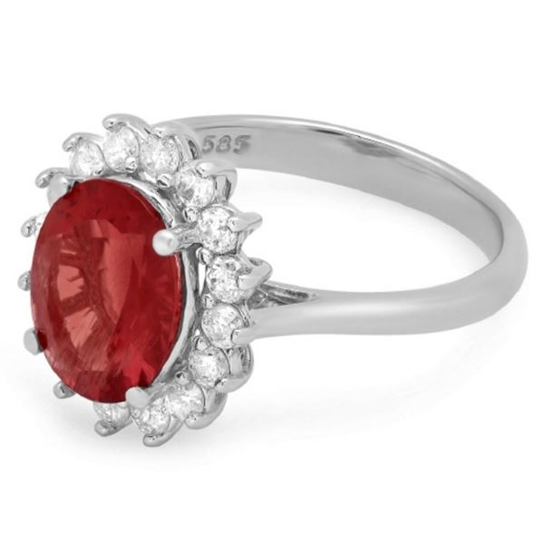 14K Gold Ring: 2.50ct Ruby, 0.50ct Diamond