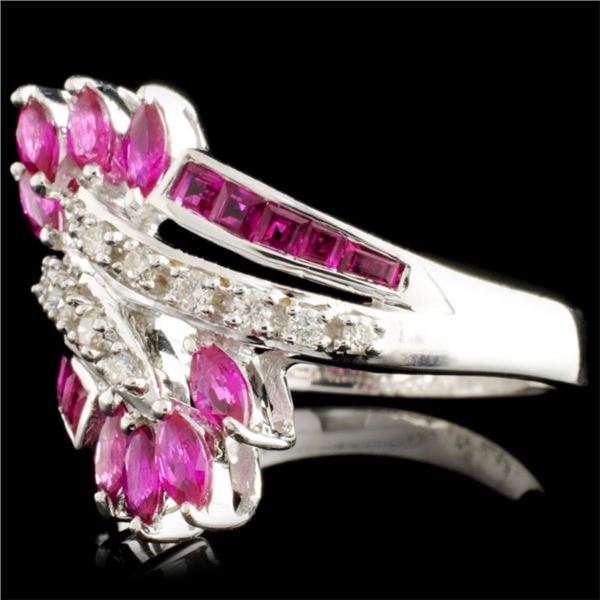 18K Gold Ring: 1.30ct Ruby & 0.18ctw Diamonds