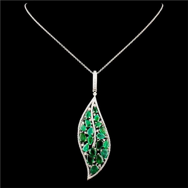 14K Gold Pendant: 7.93ctw Emerald, 1.05ctw Diam