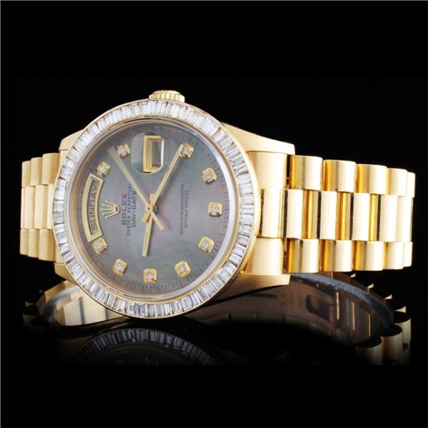 Diamond Rolex Day-Date 18K Yellow Gold Watch