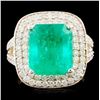 Image 2 : 18K Gold 5.50ct Emerald & 1.09ctw Diamond Ring
