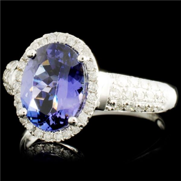 18K Gold Ring 2.36ct Tanzanite & 0.50ctw Diamond