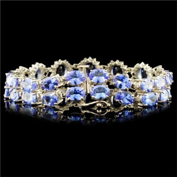 14K Gold Bracelet 29.40ctw Tanz & 1.74 Diam