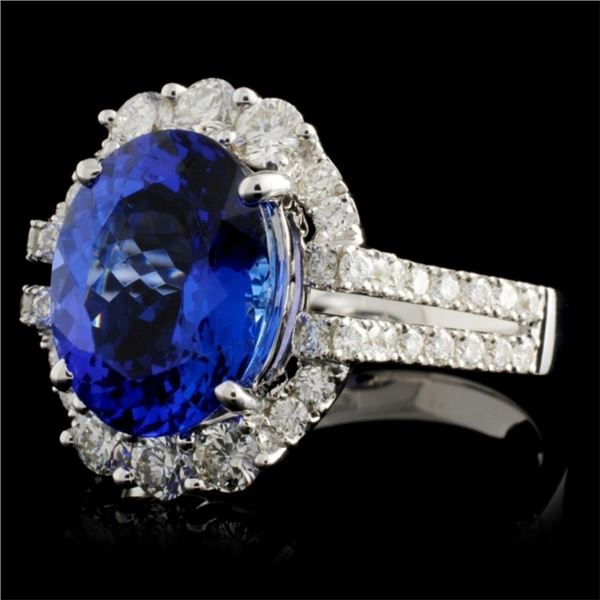 18K Gold Ring: 3.70ct Tanzanite & 0.88ctw Diam