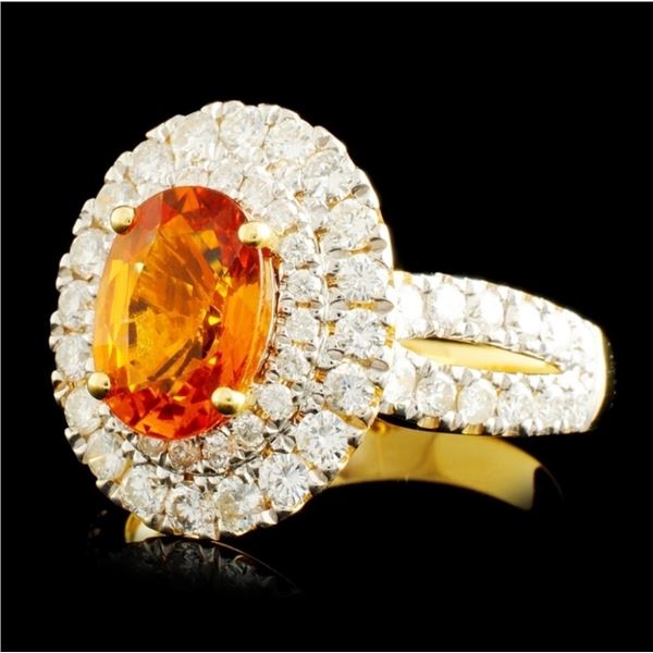 18K Gold Ring: 1.87ct Sapphire & 1.16ctw Diam