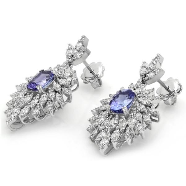 14K Gold Earrings: Tanzanite 3.00ct, Diam 2.50ct