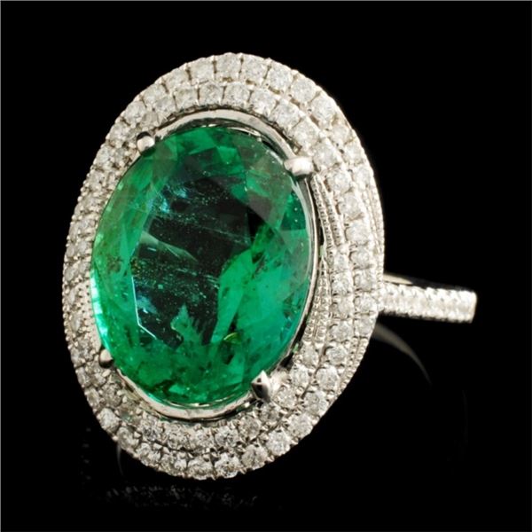 18K Gold Ring: 6.24ct Emerald, 0.60ctw Diamonds