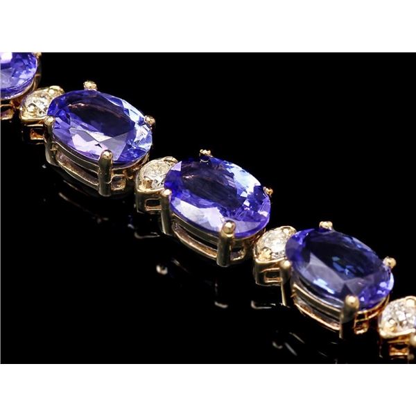 17ct Tanzanite & 0.70ct Diam Bracelet in 14k Gold