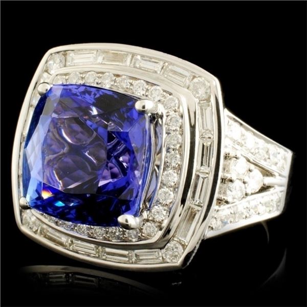 18K Gold Ring: 6.20ct Tanzanite & 1.78ctw Diam