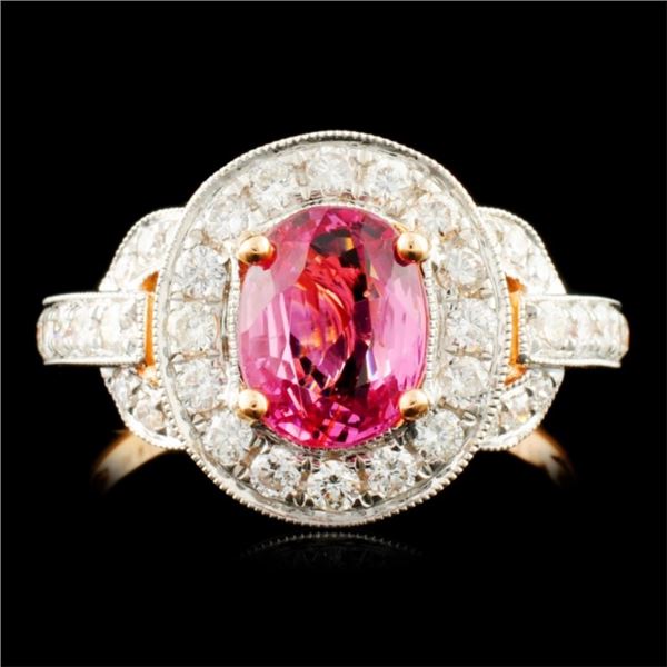 18K Gold 1.28ct Spinel & 0.63ctw Diamond Ring