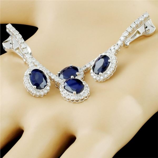 17.00ct Sapphire & 1.51ctw Diam Earrings - 14K Gol