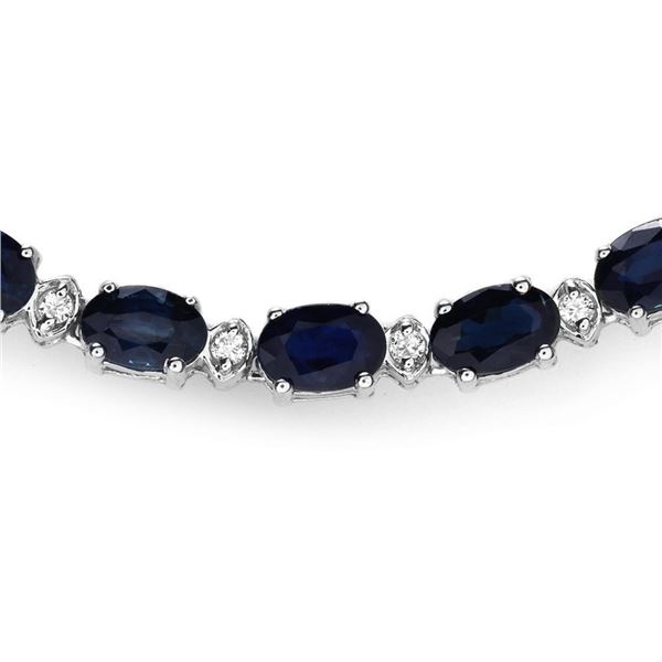 Sapphire & Diam Necklace: 25.00ct & 1.00ct 14k Gol
