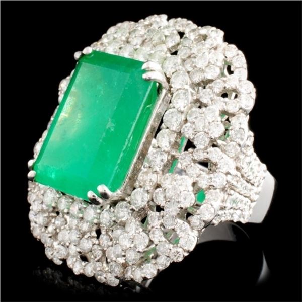 18K Gold Ring with 2.19ct Emerald & 4.81ctw Diam