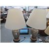 Image 1 : Grey Oriental Bird Motif Lamps - Pair