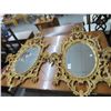 Image 1 : Ornate Gold Guild Gargoyle Trim Oval Mirrors - Pair - No Shipping