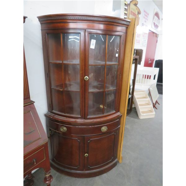 Mahogany Glass Door Corner Cabinet