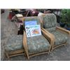 Image 1 : Wicker Padded Patio Armchairs w/End Table and Ottoman