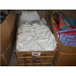 BOX OF WHITE CANVAS SHORTS VARIOUS SIZES
