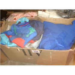 BOX OF MISC COATS & JACKETS VARIOUS SIZES & COLOURS