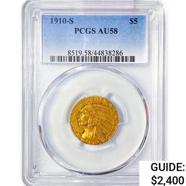 1910-S $5 Gold Half Eagle PCGS AU58