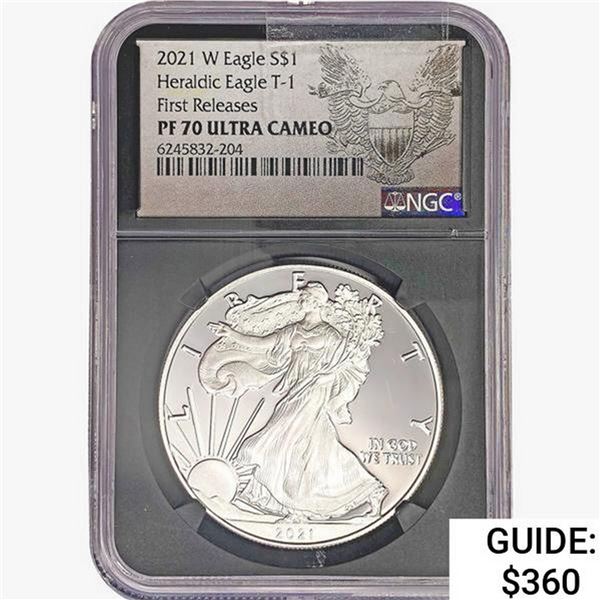 2021-W Silver Eagle NGC PF70 UC, Heraldic T-1