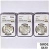 Image 1 : 1923-D Set [3] Silver Peace Dollar NGC AU55