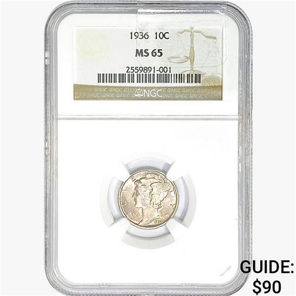 1936 Mercury Silver Dime NGC MS65