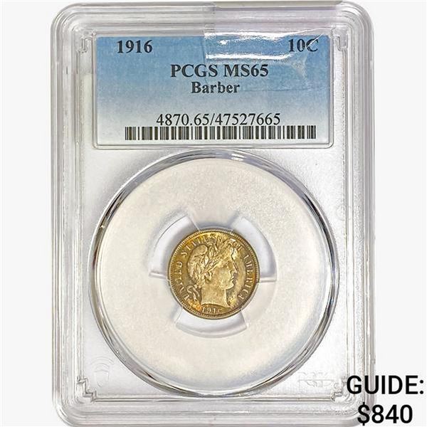 1916 Barber Dime PCGS MS65