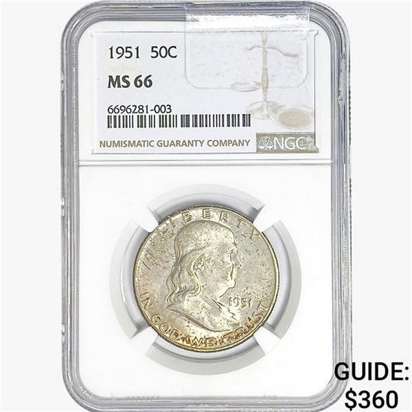 1951 Franklin Half Dollar NGC MS66